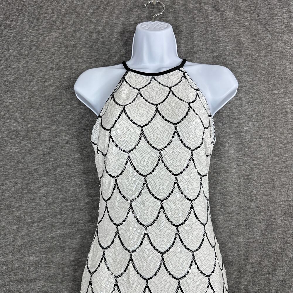 Cache Sequin Halter Dress Size 0 Scallop Flapper … - image 2